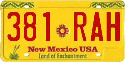 NM license plate 381RAH