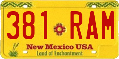 NM license plate 381RAM