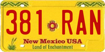 NM license plate 381RAN