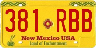 NM license plate 381RBB