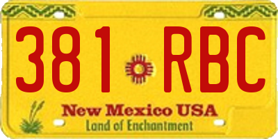 NM license plate 381RBC