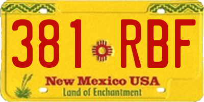 NM license plate 381RBF