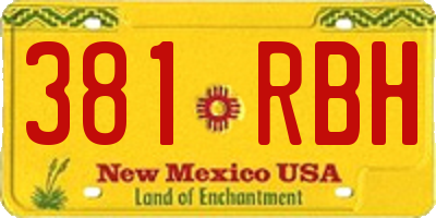 NM license plate 381RBH