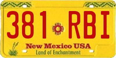 NM license plate 381RBI