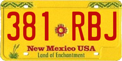 NM license plate 381RBJ