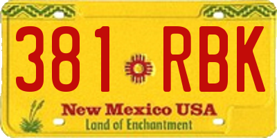 NM license plate 381RBK