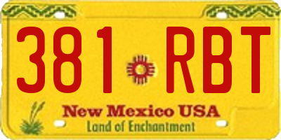 NM license plate 381RBT