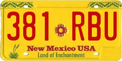 NM license plate 381RBU
