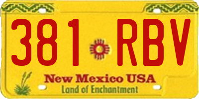 NM license plate 381RBV