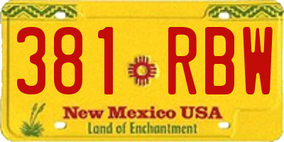 NM license plate 381RBW