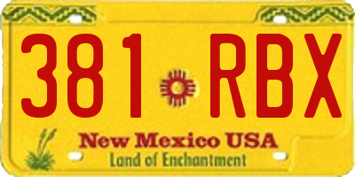 NM license plate 381RBX