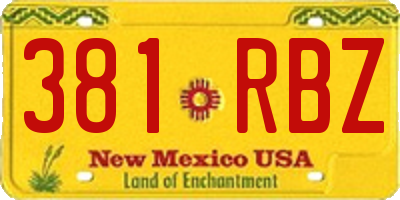 NM license plate 381RBZ