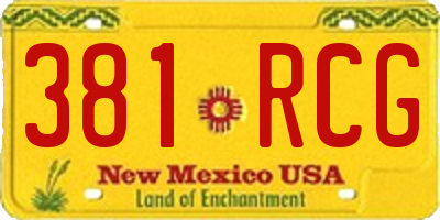 NM license plate 381RCG