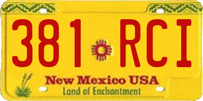 NM license plate 381RCI