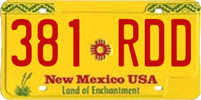 NM license plate 381RDD