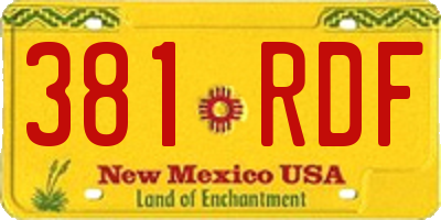 NM license plate 381RDF