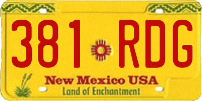 NM license plate 381RDG