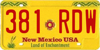 NM license plate 381RDW