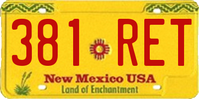 NM license plate 381RET