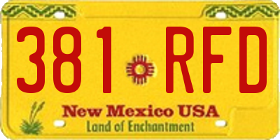 NM license plate 381RFD