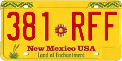 NM license plate 381RFF