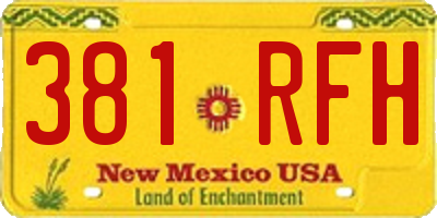 NM license plate 381RFH