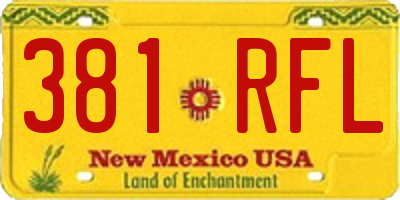 NM license plate 381RFL