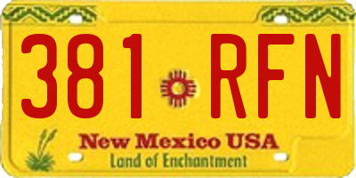 NM license plate 381RFN
