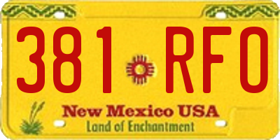 NM license plate 381RFO