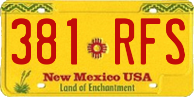 NM license plate 381RFS