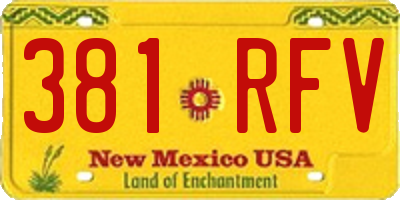NM license plate 381RFV