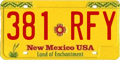 NM license plate 381RFY