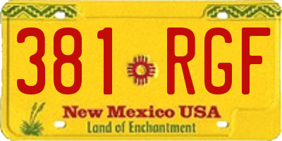 NM license plate 381RGF