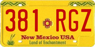 NM license plate 381RGZ