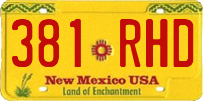 NM license plate 381RHD