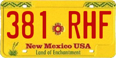 NM license plate 381RHF