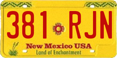 NM license plate 381RJN