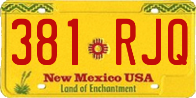 NM license plate 381RJQ