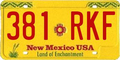 NM license plate 381RKF