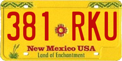 NM license plate 381RKU