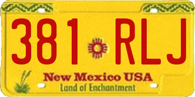 NM license plate 381RLJ