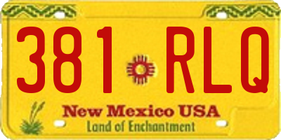 NM license plate 381RLQ