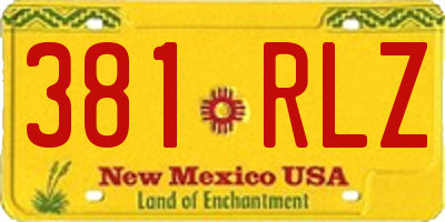 NM license plate 381RLZ