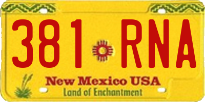 NM license plate 381RNA