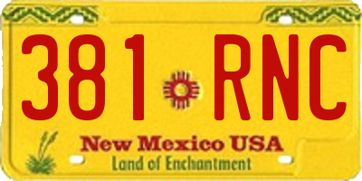 NM license plate 381RNC