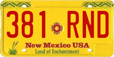 NM license plate 381RND