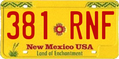 NM license plate 381RNF