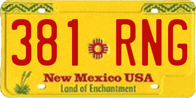 NM license plate 381RNG