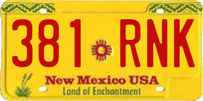 NM license plate 381RNK