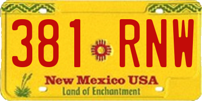 NM license plate 381RNW